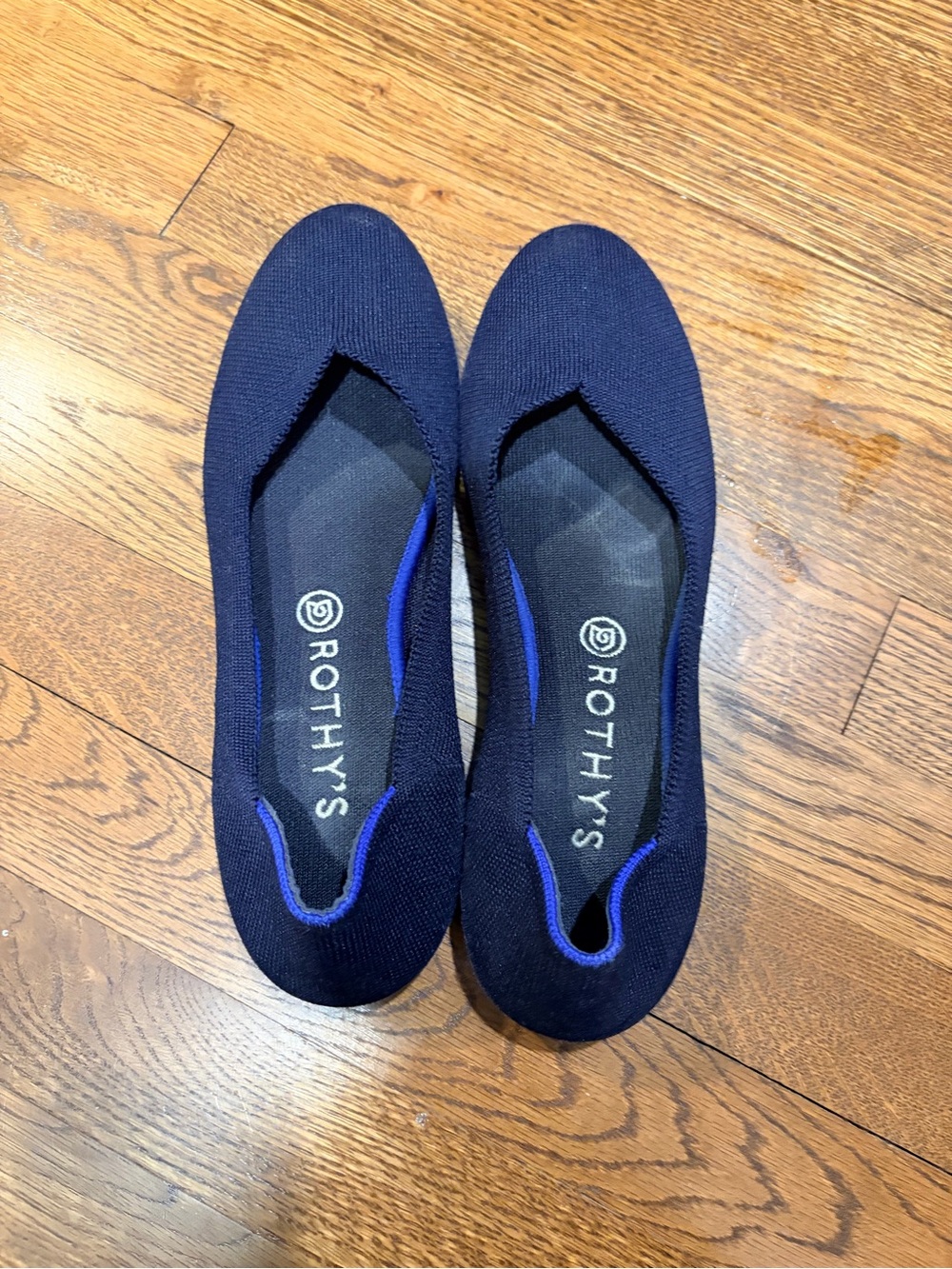 Rothy's Navy Knit Ballet Flats with Blue Trim